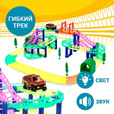 Трек Lanson Toys светящийся в темноте с джипом с мостом световые и звуковые эффекты (Где лучшая цена?)