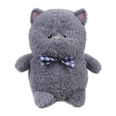 Игрушка мягкая FANCY BABY Котик пухляш-кудряш с клетчатым бантиком серый 28см (Где лучшая цена?)