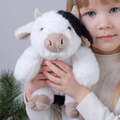 Игрушка мягкая Lanson Toys Коровка с черными пятнышками белая 30см с 3лет (Где лучшая цена?)